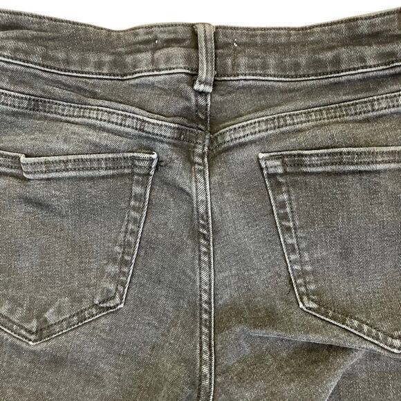 Zara Sz 6 Charcoal Washed Black Slim Flare Jeans Mid Rise Stretchy Raw Hem - Picture 14 of 16